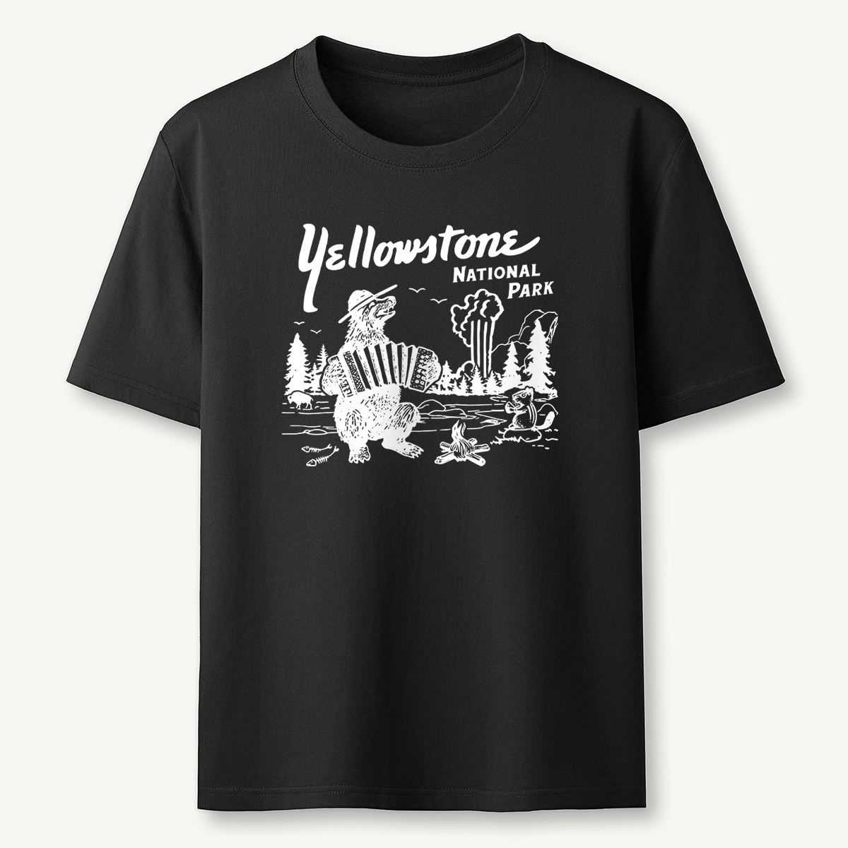 Yellowstone National Park Retro Bear Old Faithful Grand Canyon T-Shirt