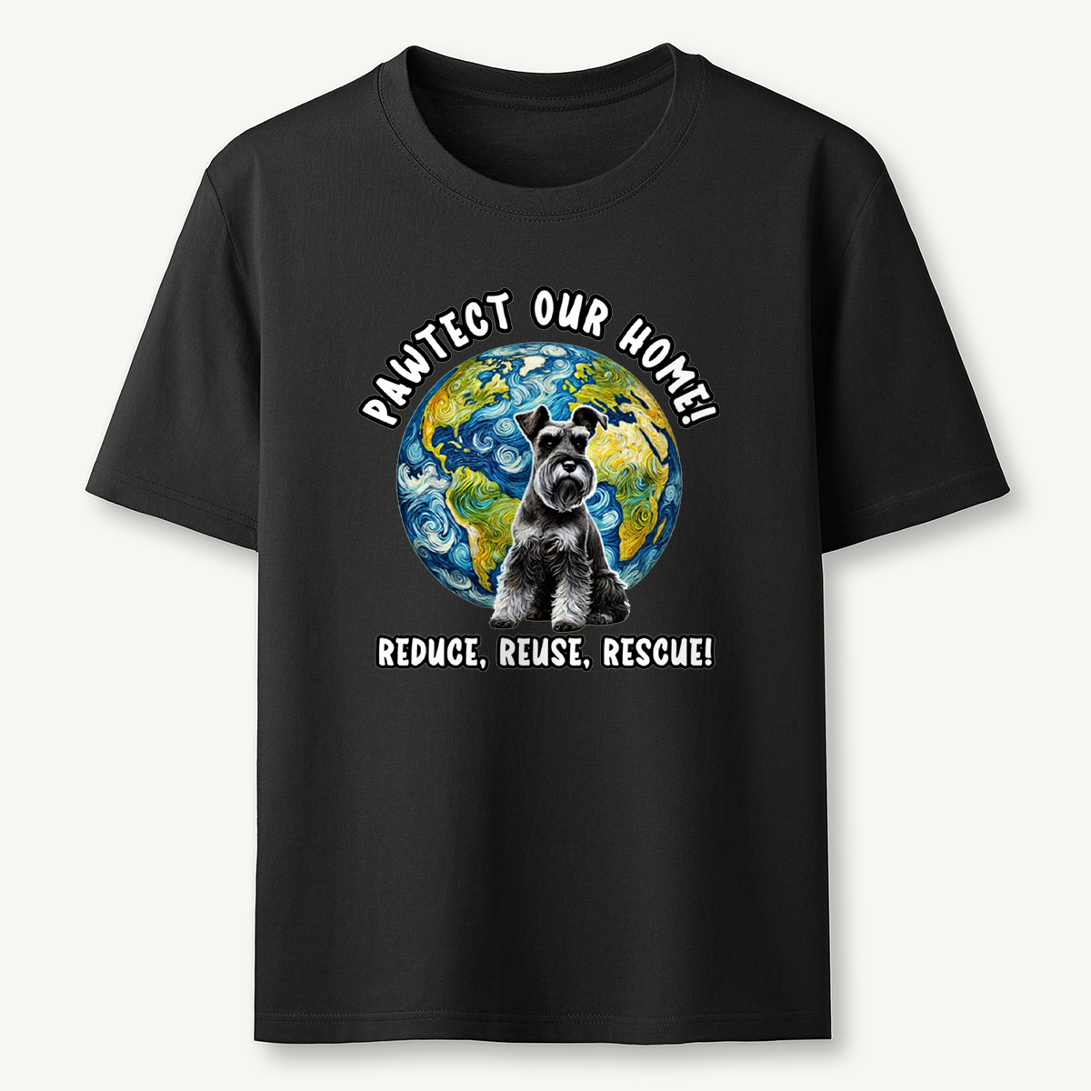 Schnauzer Earth Day Shirt Pawtect Our Home Sustainable Rescue Tee T-Shirt