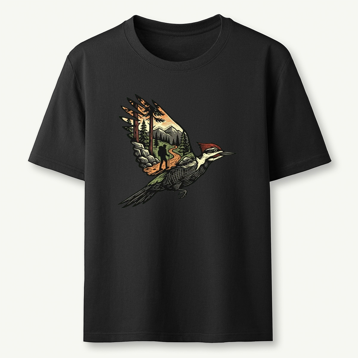 Woodpecker Flight Scenery T-Shirt