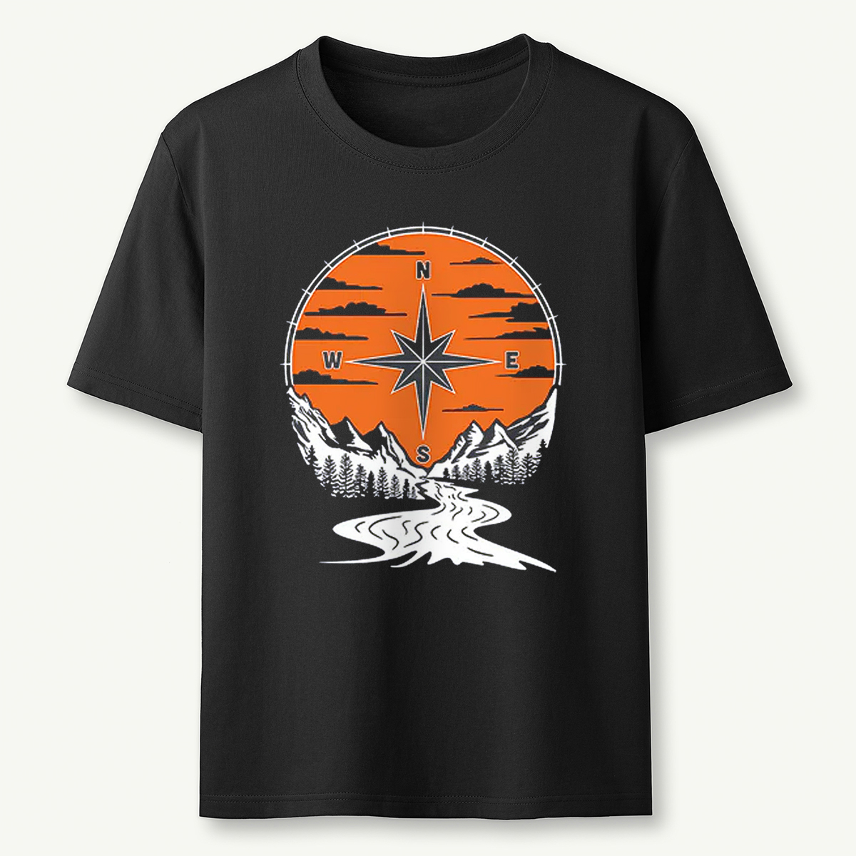 Compass Sunset Mountain Adventure Outdoor T‑Shirt