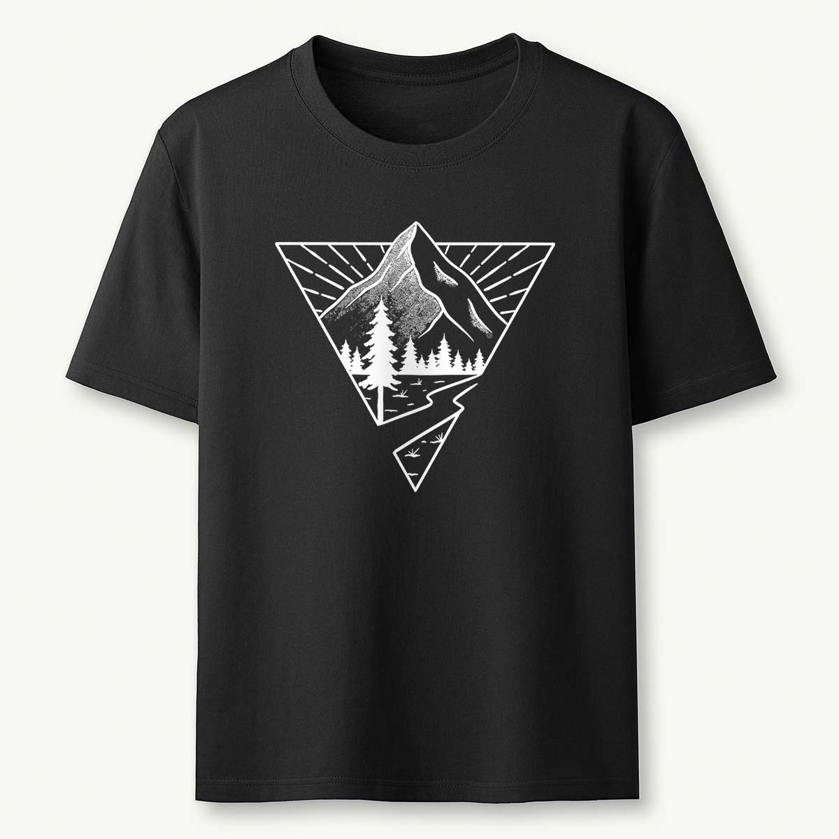 Minimalist Mountain Graphic Geometric Nature Line T-Shirt
