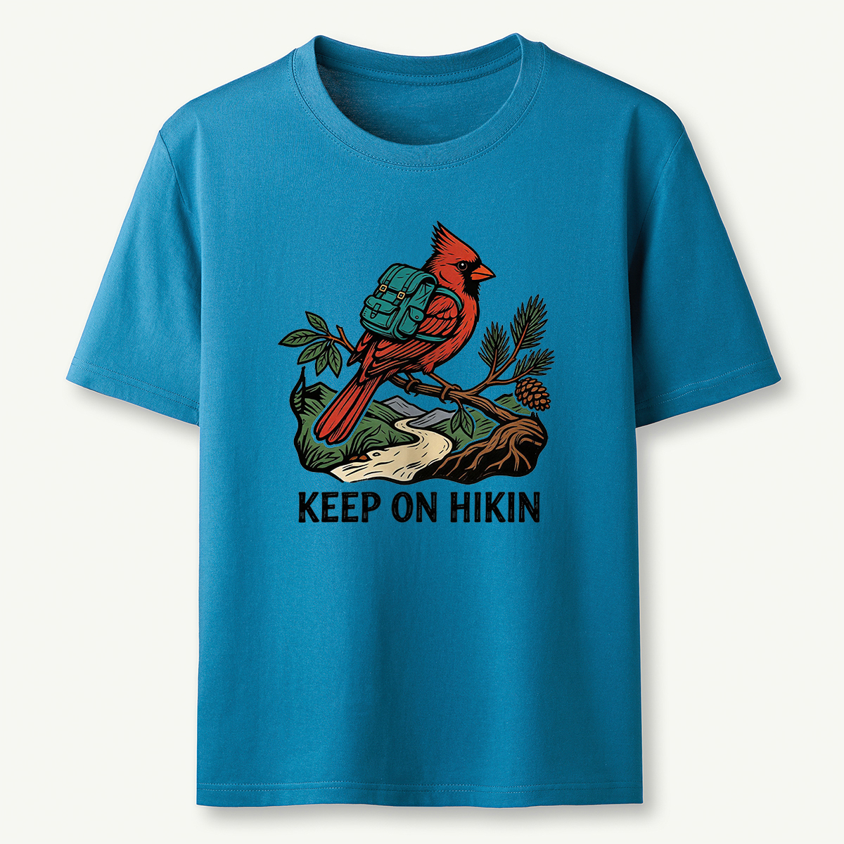 Keep On Hikin Cardinal Backpacker On Trail T-Shirt