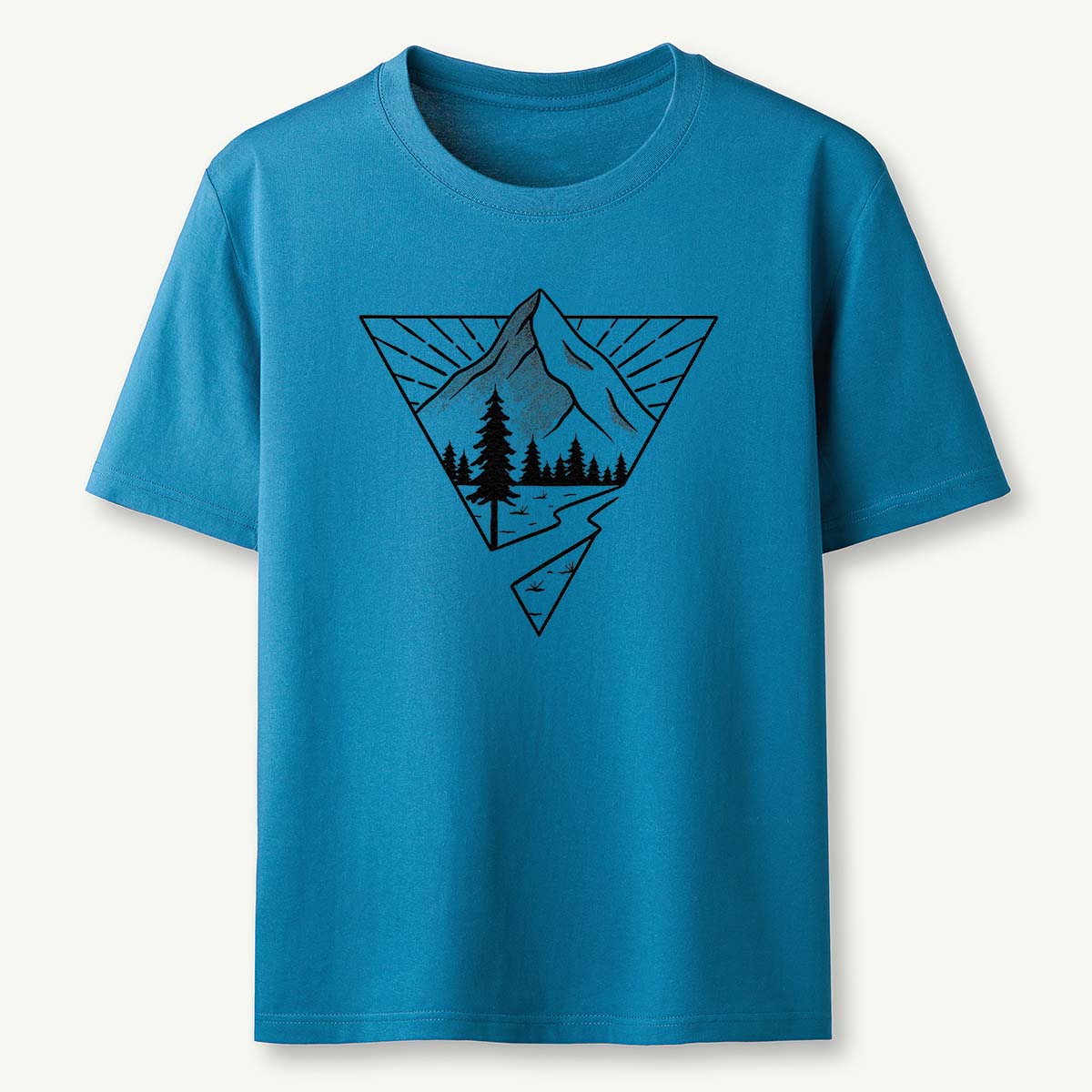 Minimalist Mountain Graphic Geometric Nature Line T-Shirt
