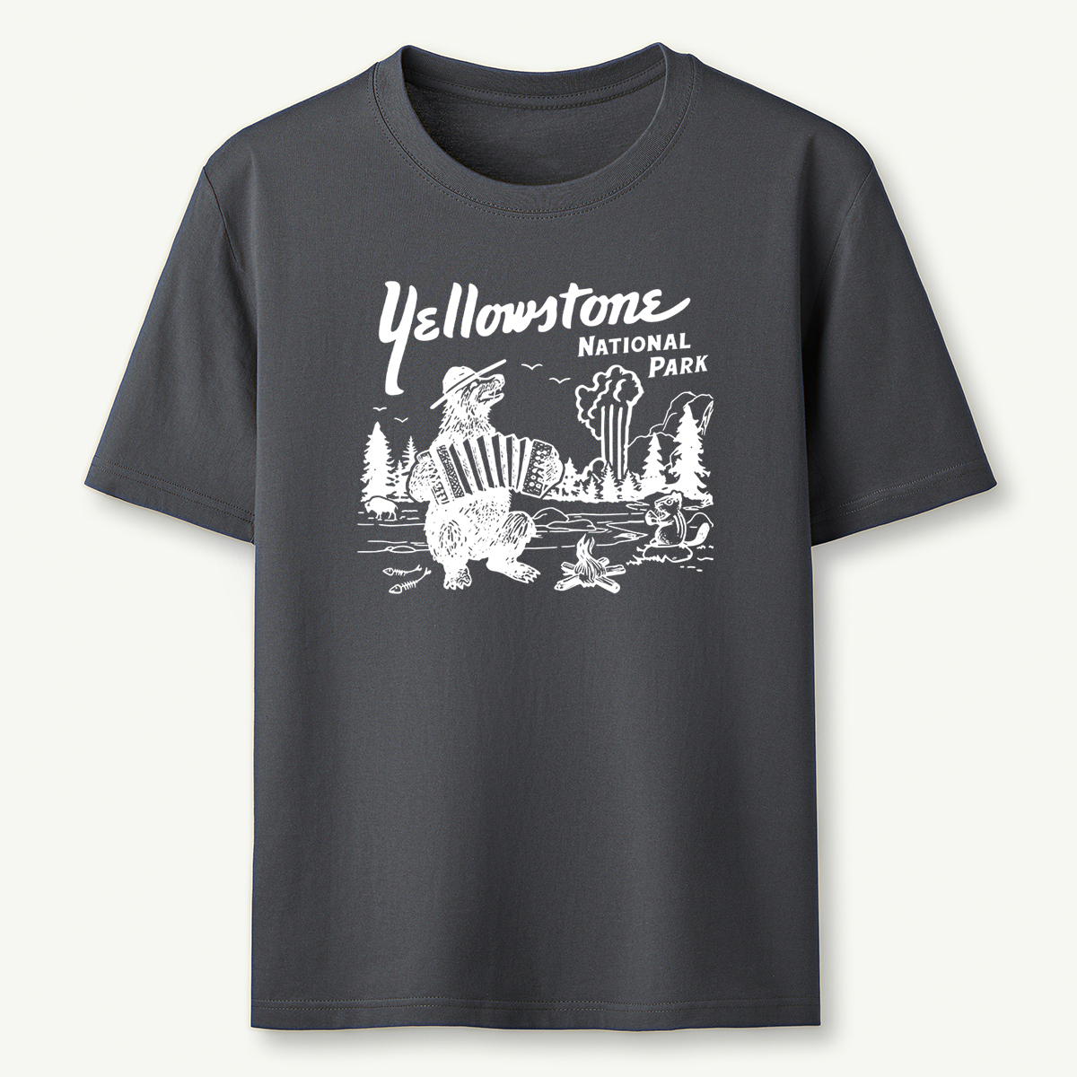 Yellowstone National Park Retro Bear Old Faithful Grand Canyon T-Shirt