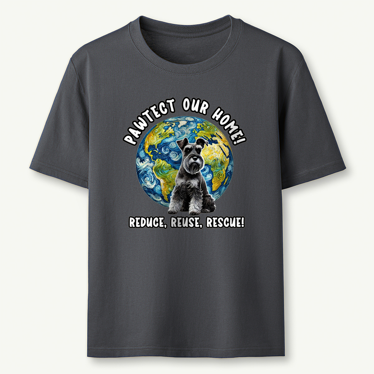Schnauzer Earth Day Shirt Pawtect Our Home Sustainable Rescue Tee T-Shirt