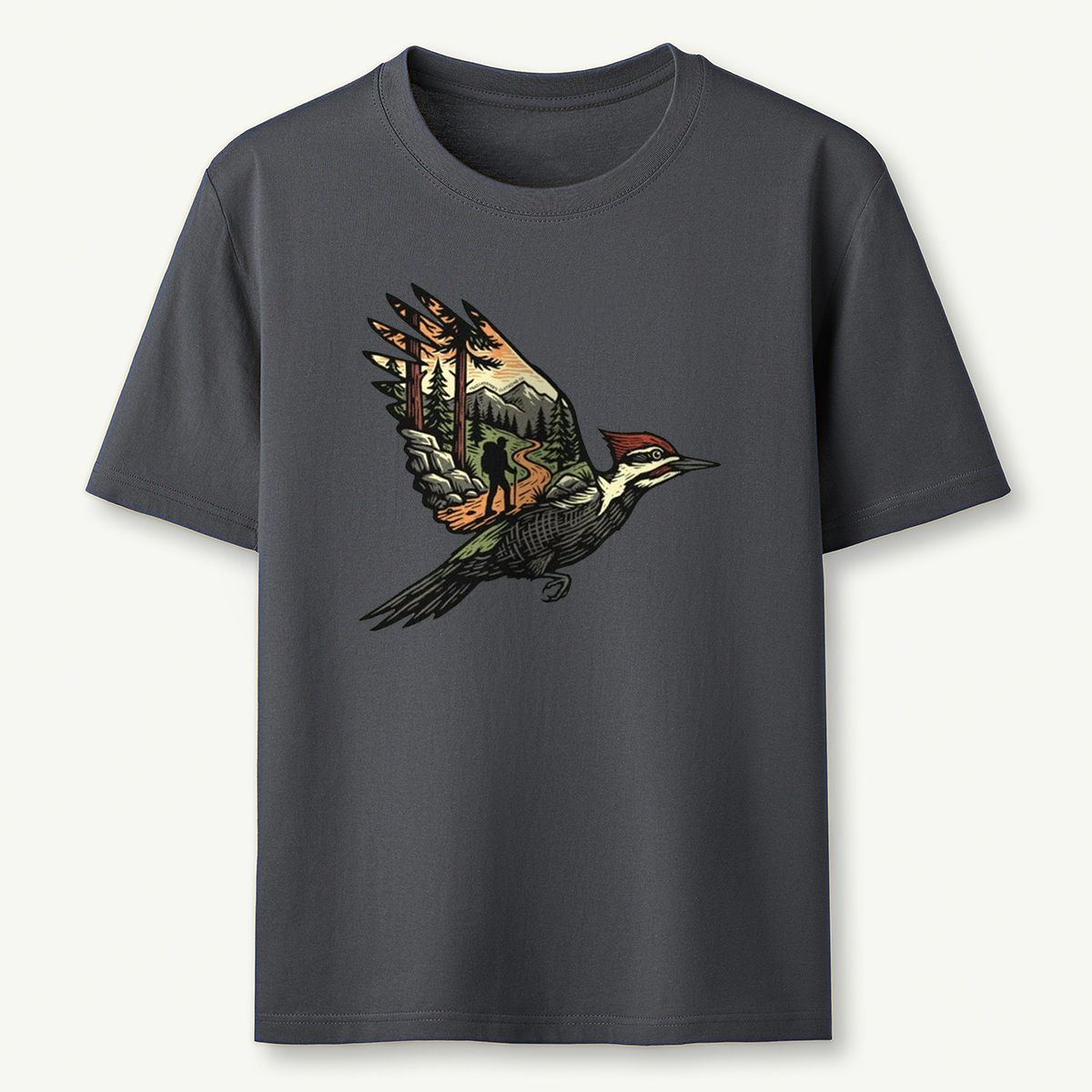 Woodpecker Flight Scenery T-Shirt