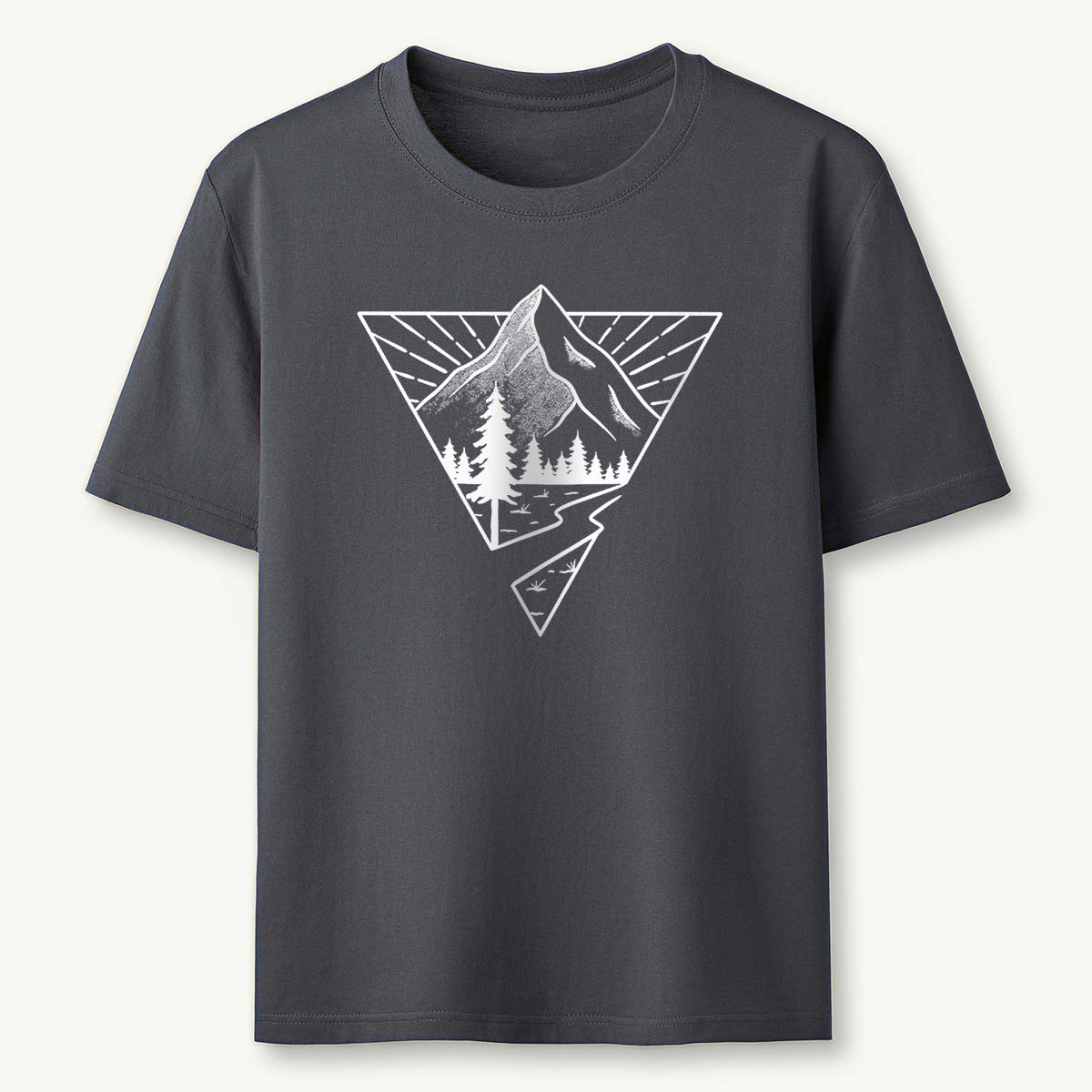 Minimalist Mountain Graphic Geometric Nature Line T-Shirt