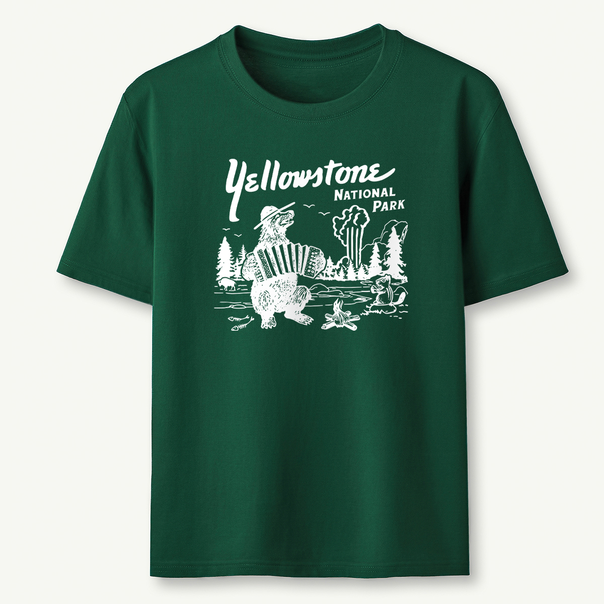 Yellowstone National Park Retro Bear Old Faithful Grand Canyon T-Shirt