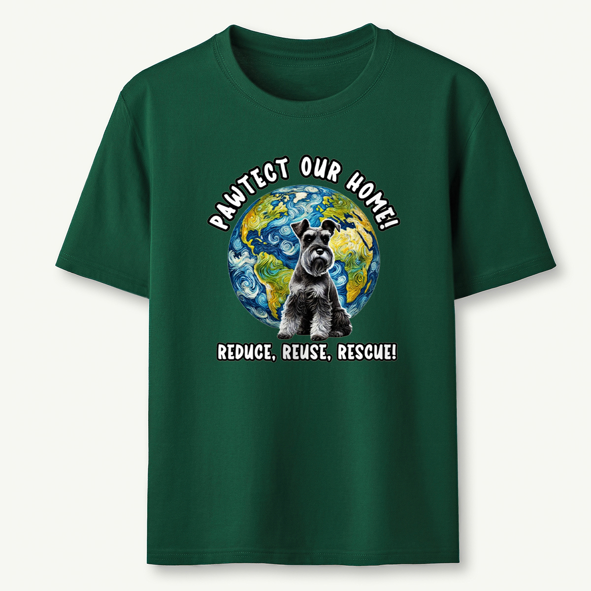 Schnauzer Earth Day Shirt Pawtect Our Home Sustainable Rescue Tee T-Shirt