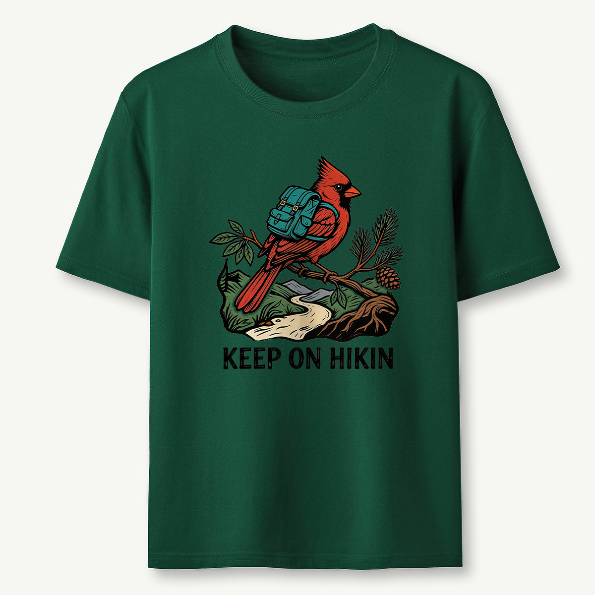 Keep On Hikin Cardinal Backpacker On Trail T-Shirt