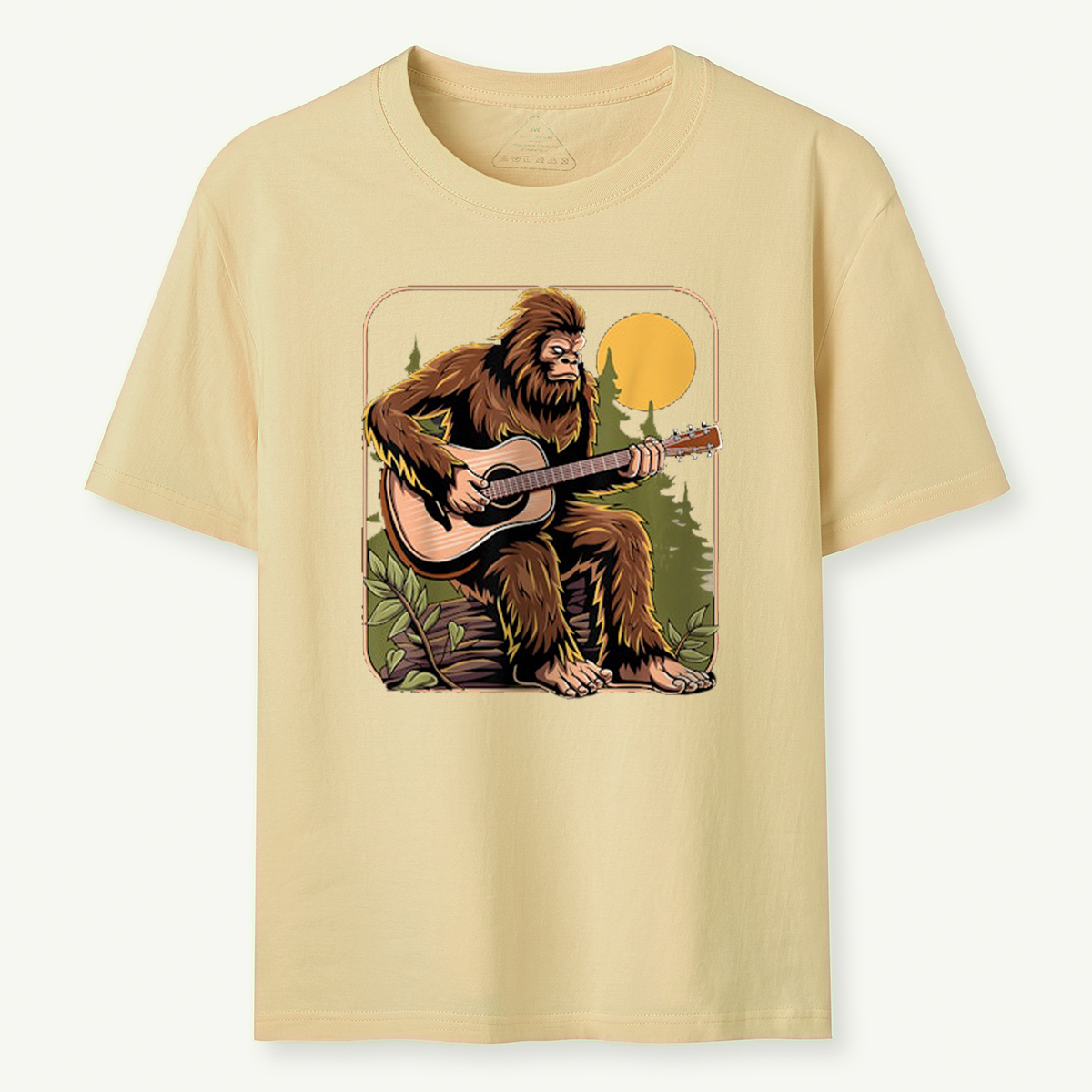 Retro Bigfoot Sasquatch Playing Acoustic Guitar Guitarist T-Shirt