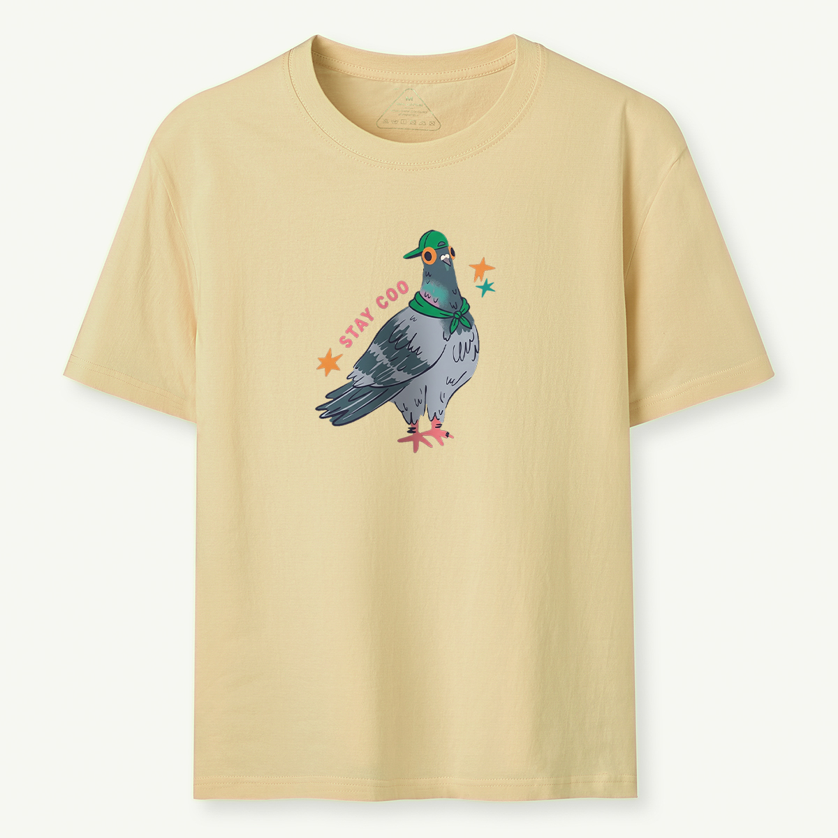 Stay Cool Pigeon Graphic Funny Retro Bird Illustration T‑Shirt