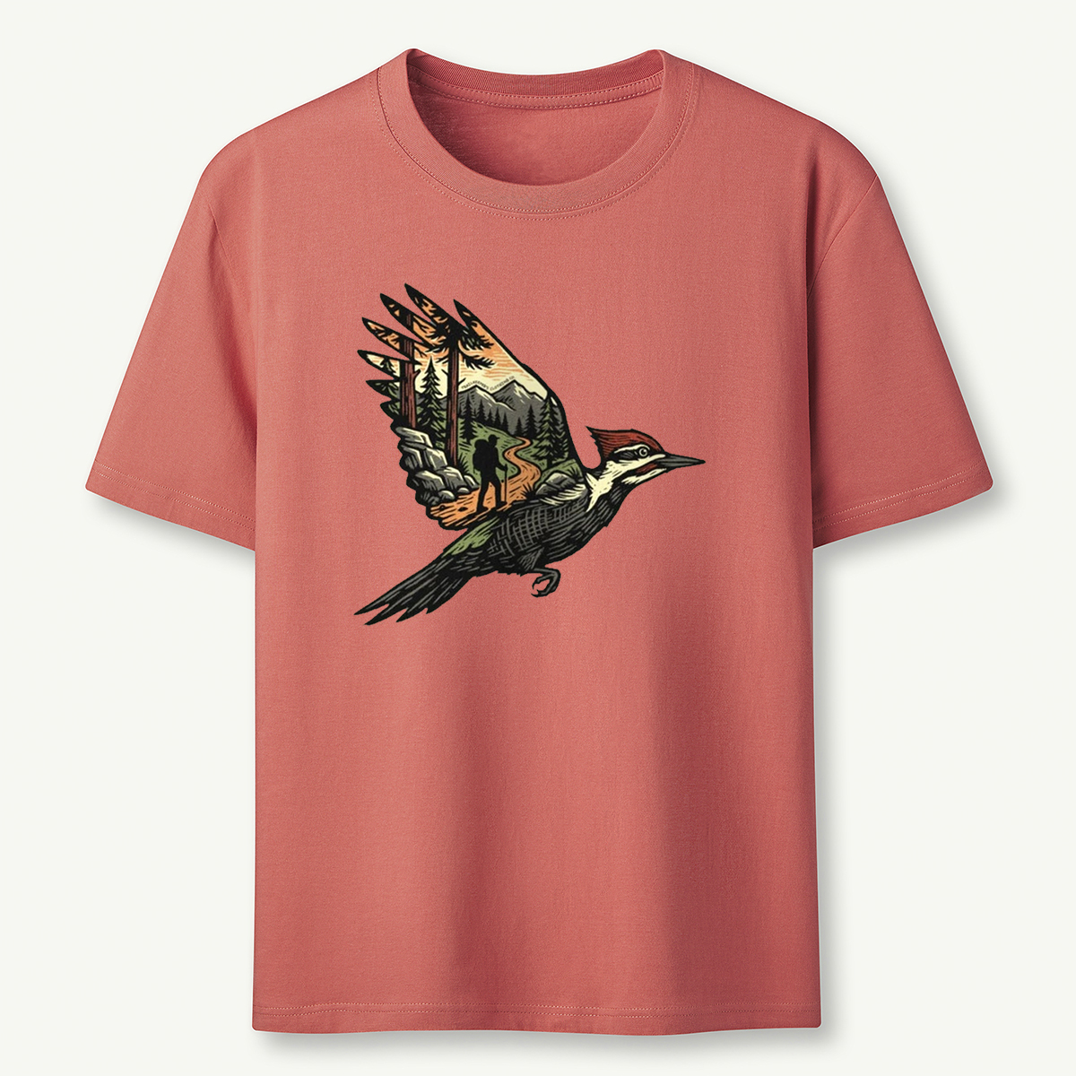 Woodpecker Flight Scenery T-Shirt