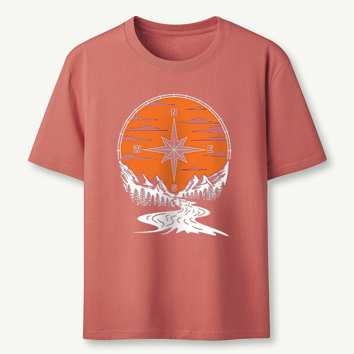 Compass Sunset Mountain Adventure Outdoor T‑Shirt