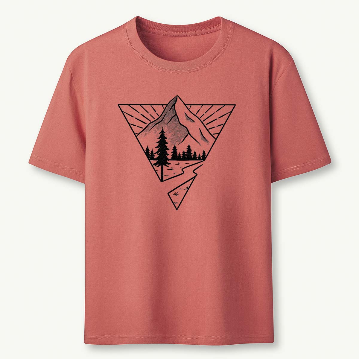 Minimalist Mountain Graphic Geometric Nature Line T-Shirt