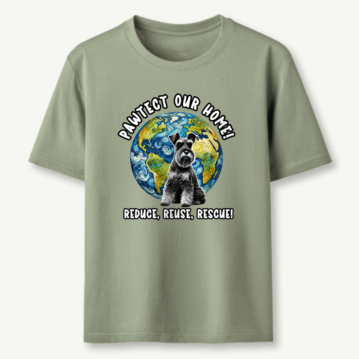 Schnauzer Earth Day Shirt Pawtect Our Home Sustainable Rescue Tee T-Shirt