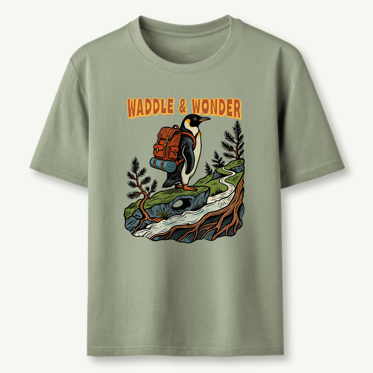 Waddle Wonder Penguin Backpacker T-Shirt
