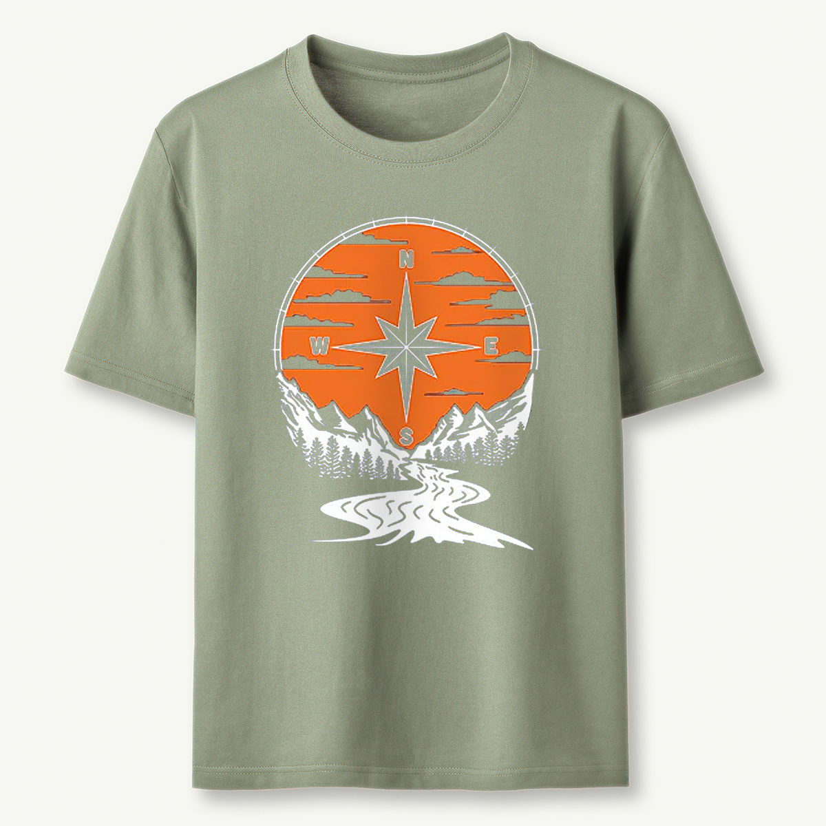 Compass Sunset Mountain Adventure Outdoor T‑Shirt