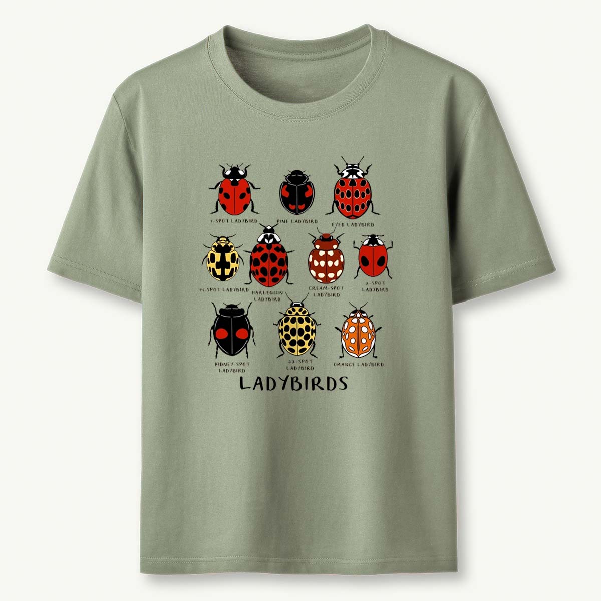 Ladybirds Species Illustration Nature‑Inspired Graphic T‑Shirt