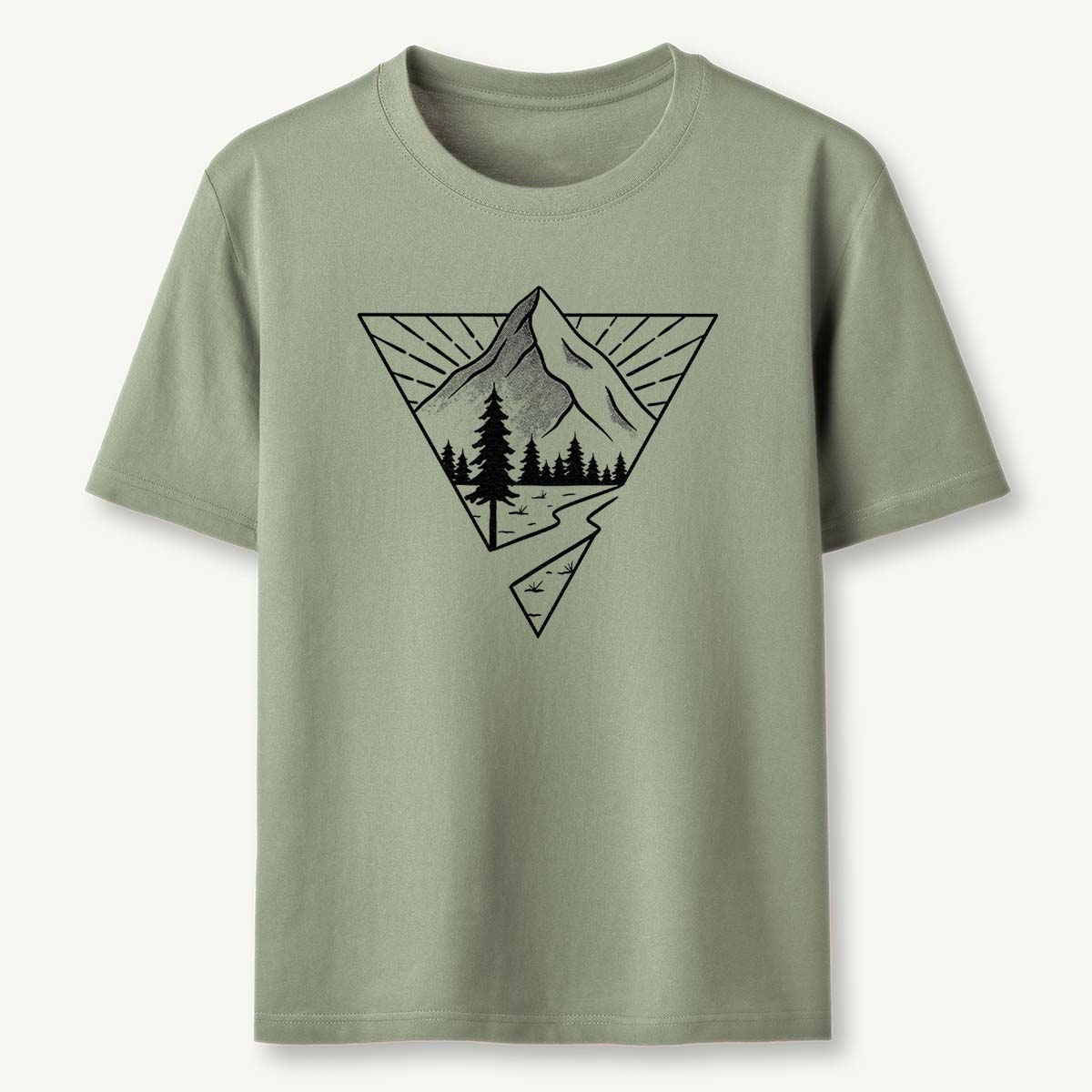 Minimalist Mountain Graphic Geometric Nature Line T-Shirt
