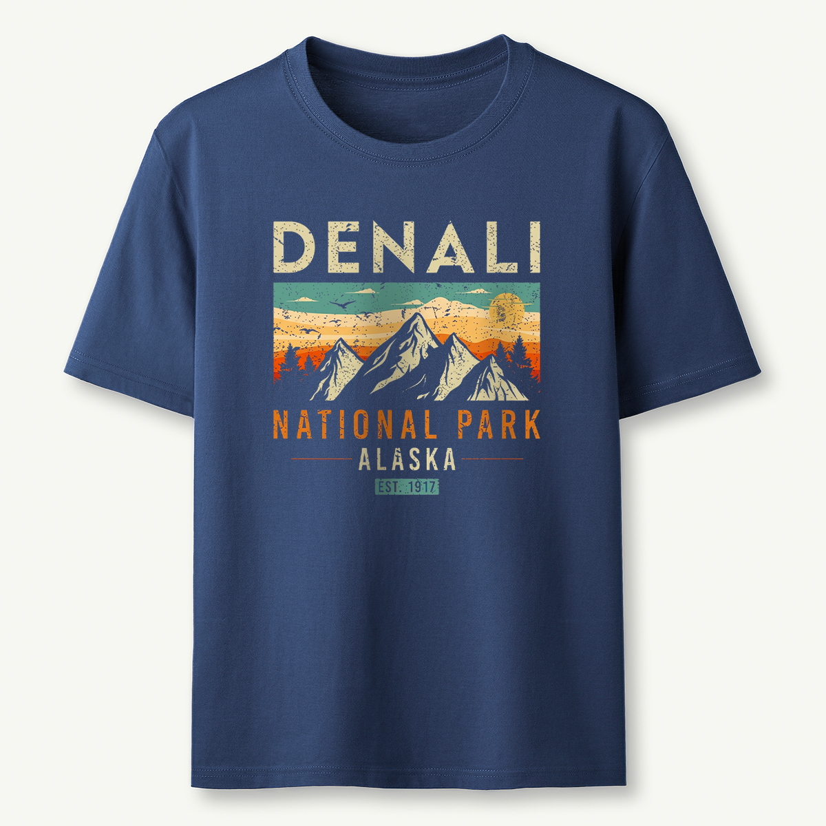 Denali Est 1917 Vintage Retro Alaska National Park T‑Shirt