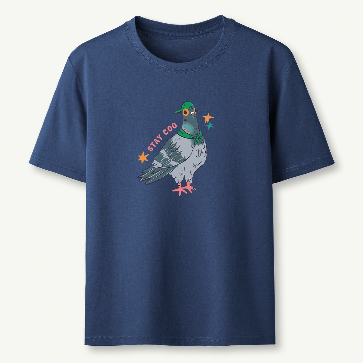 Stay Cool Pigeon Graphic Funny Retro Bird Illustration T‑Shirt