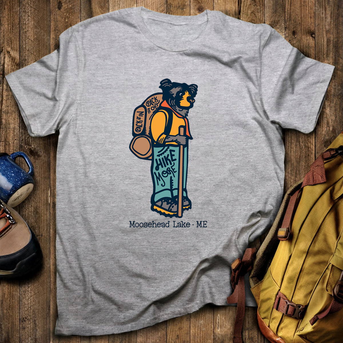 Hiking Bear Tee Cotton Classic T-Shirt