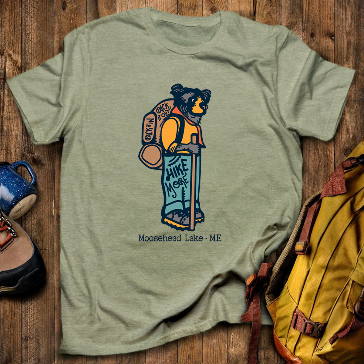 Hiking Bear Tee Cotton Classic T-Shirt