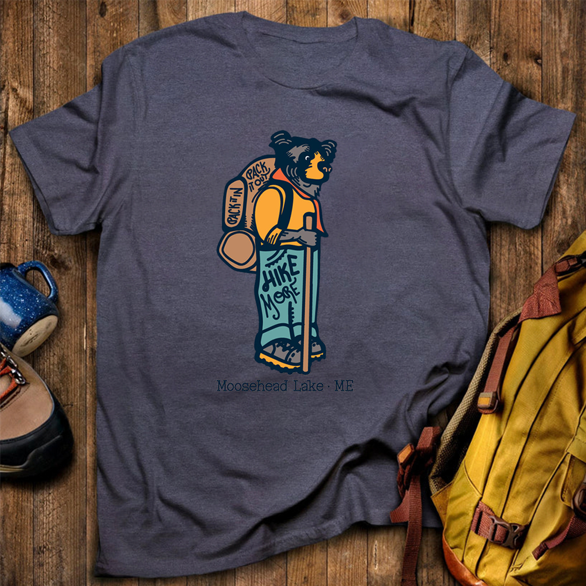 Hiking Bear Tee Cotton Classic T-Shirt