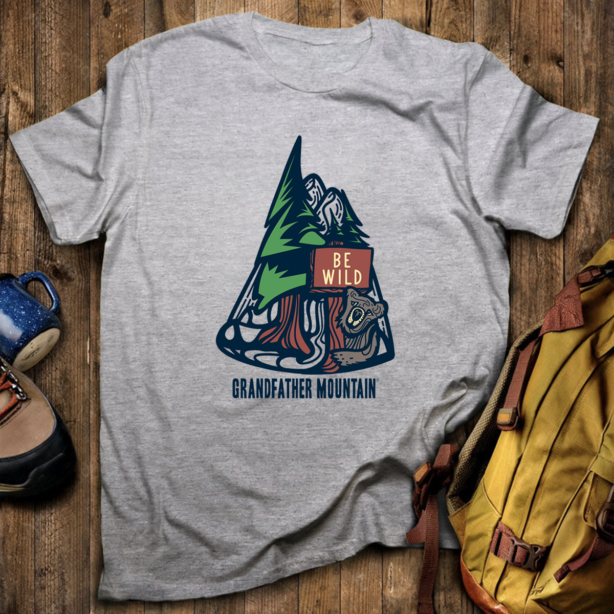 Bear and Trail Sign Tee Cotton Classic T-Shirt