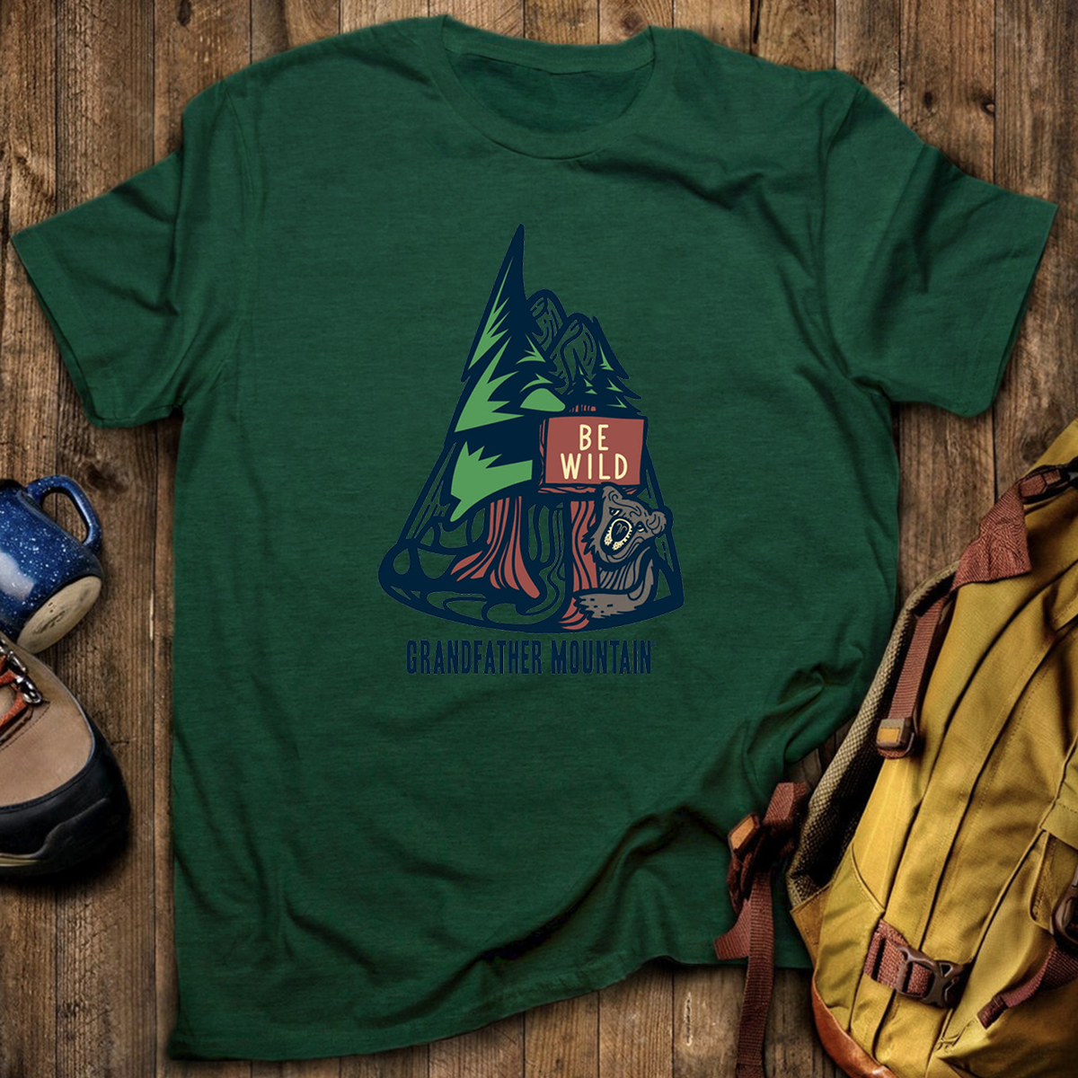 Bear and Trail Sign Tee Cotton Classic T-Shirt