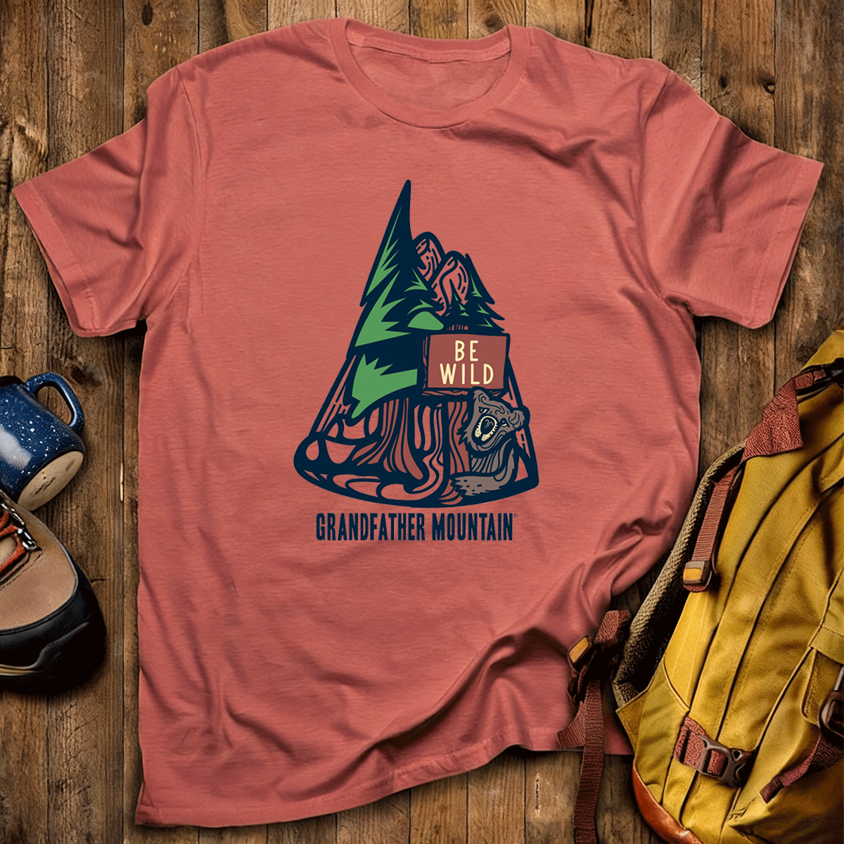 Bear and Trail Sign Tee Cotton Classic T-Shirt