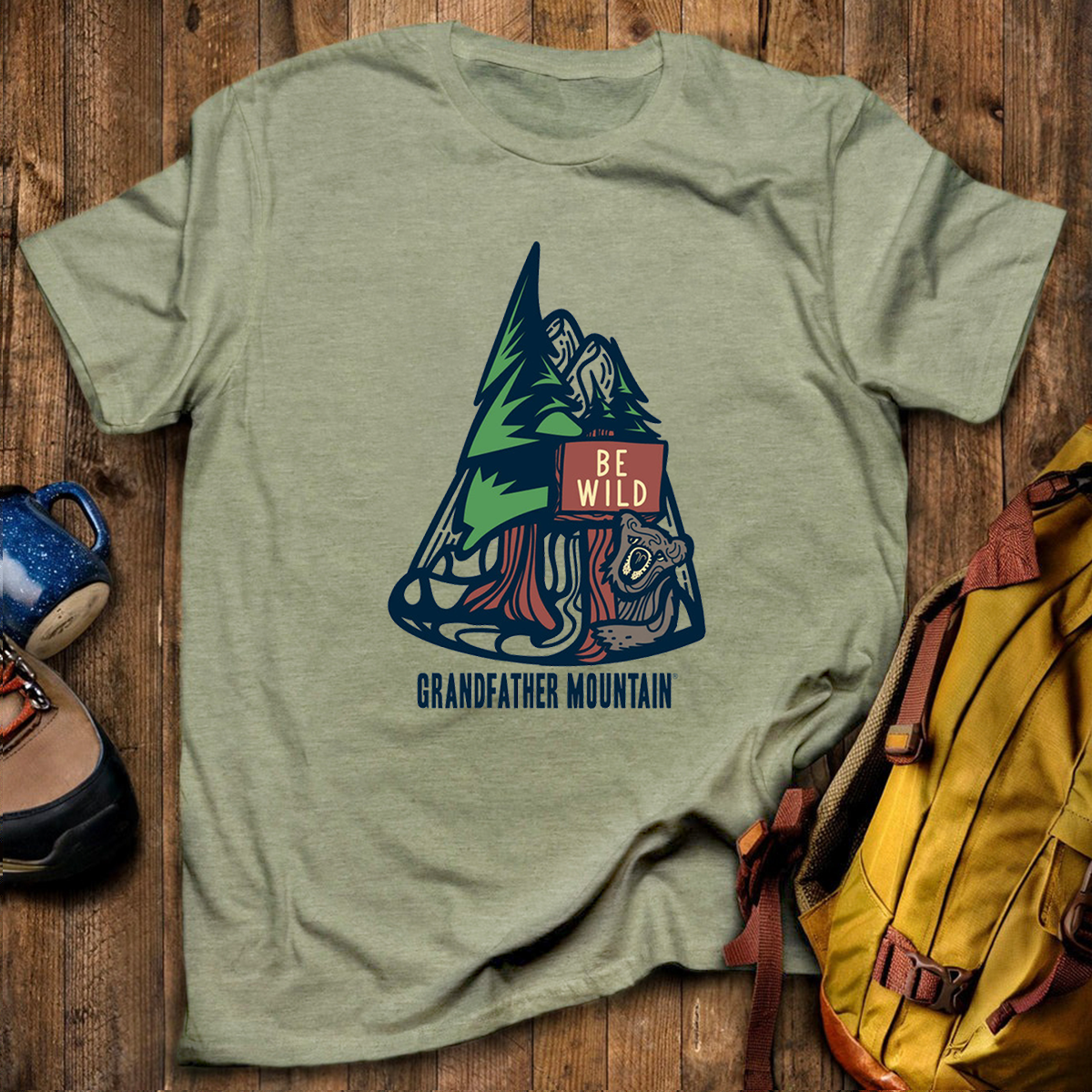 Bear and Trail Sign Tee Cotton Classic T-Shirt