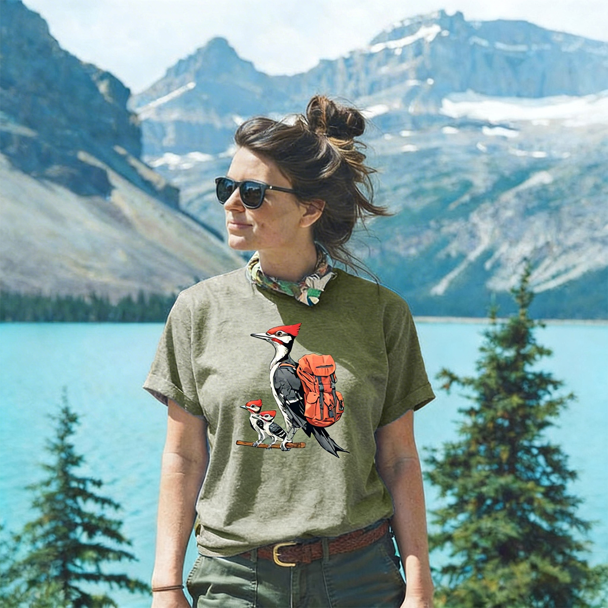 Pileated Woodpecker Family Backpacker T-Shirt