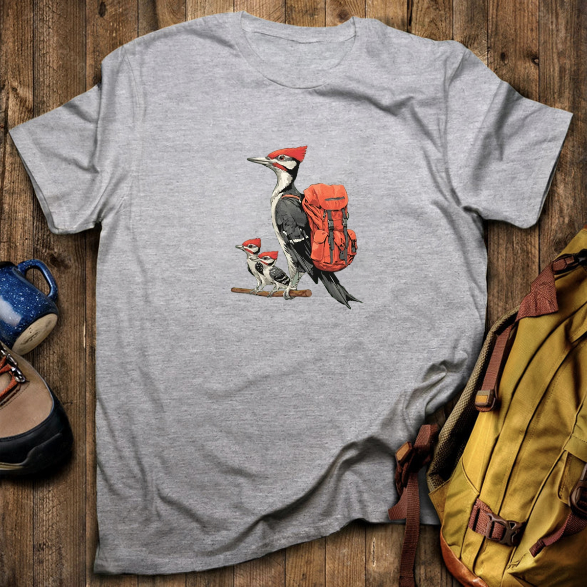 Pileated Woodpecker Family Backpacker T-Shirt