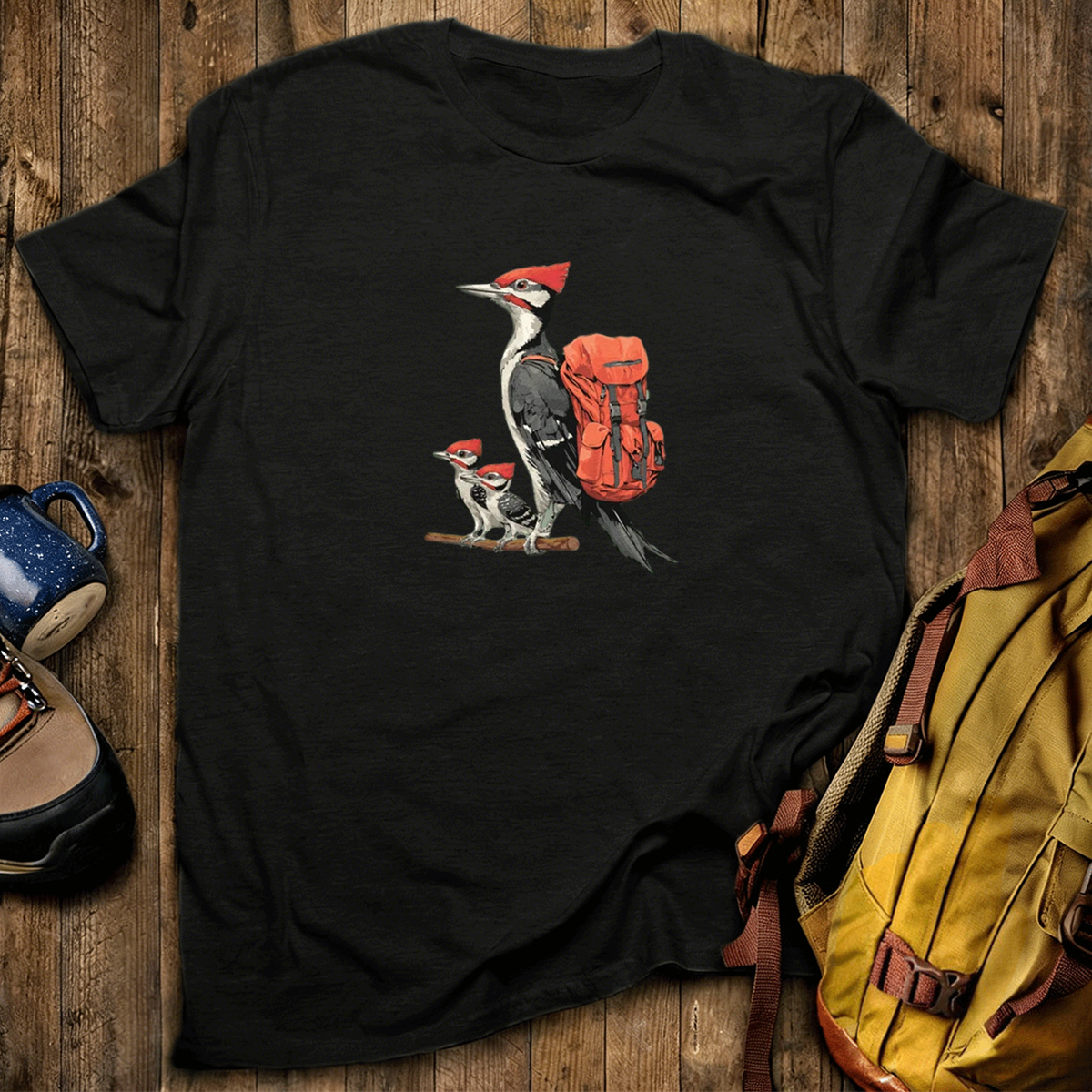 Pileated Woodpecker Family Backpacker T-Shirt