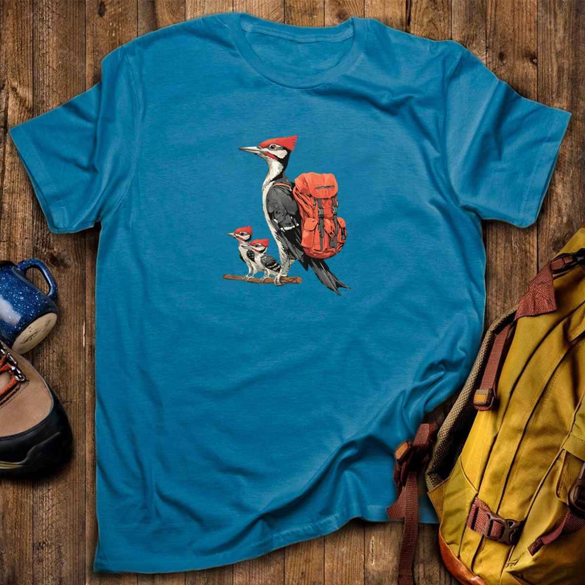 Pileated Woodpecker Family Backpacker T-Shirt
