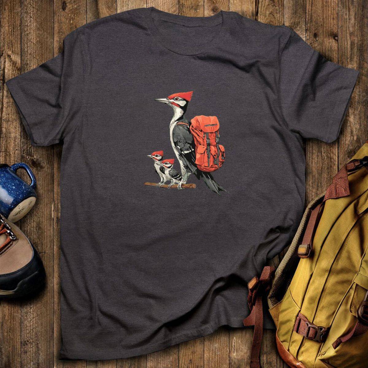 Pileated Woodpecker Family Backpacker T-Shirt