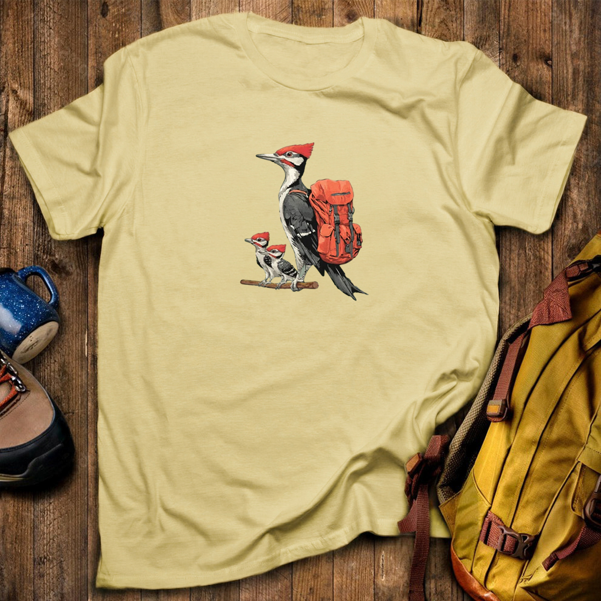 Pileated Woodpecker Family Backpacker T-Shirt