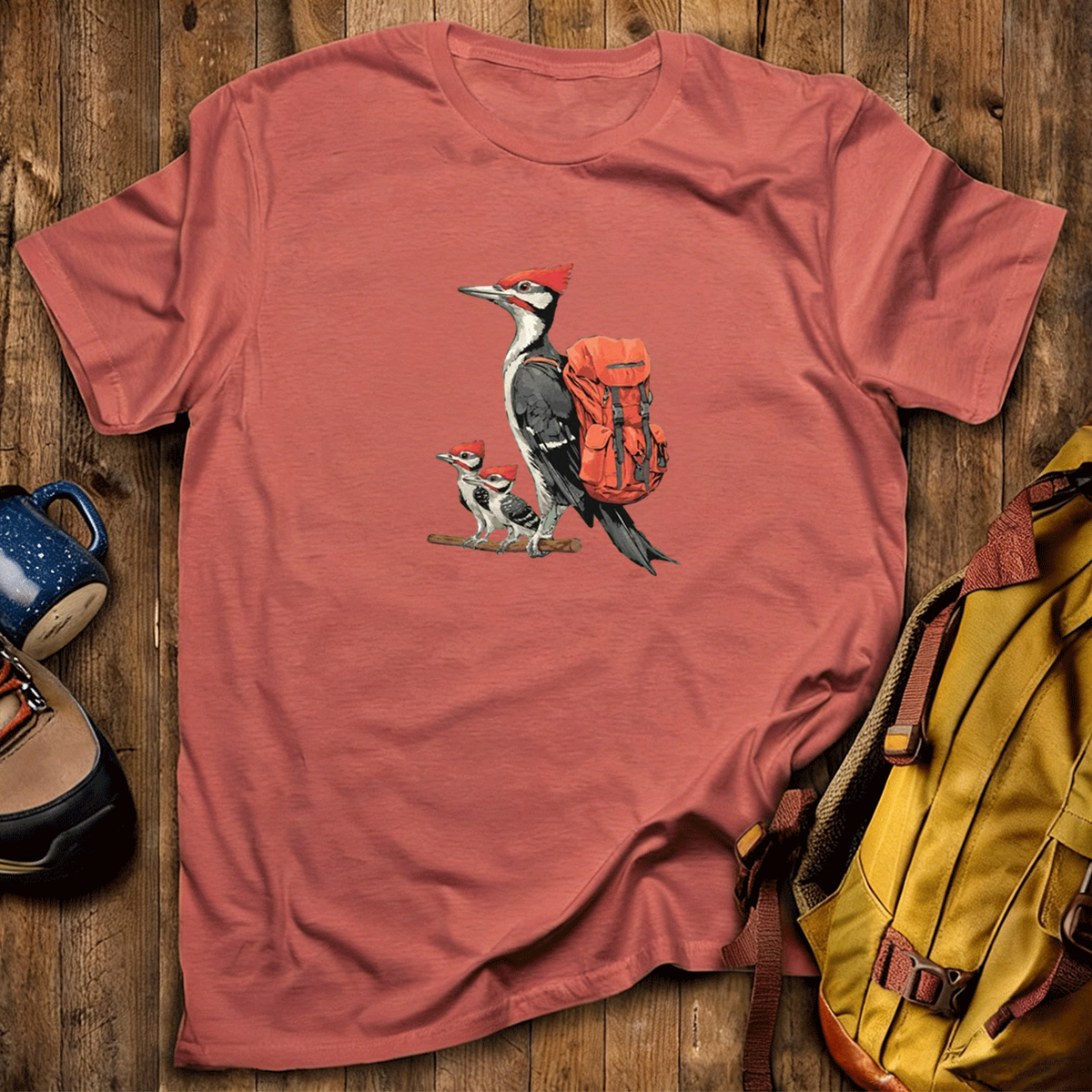Pileated Woodpecker Family Backpacker T-Shirt