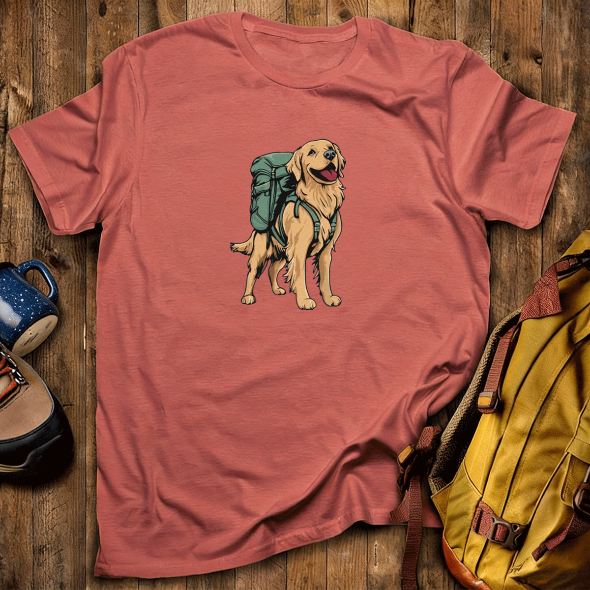 Golden Retriever Backpacker T-Shirt