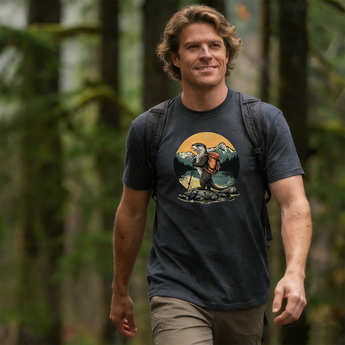 Otter On The River Backpacker T-Shirt