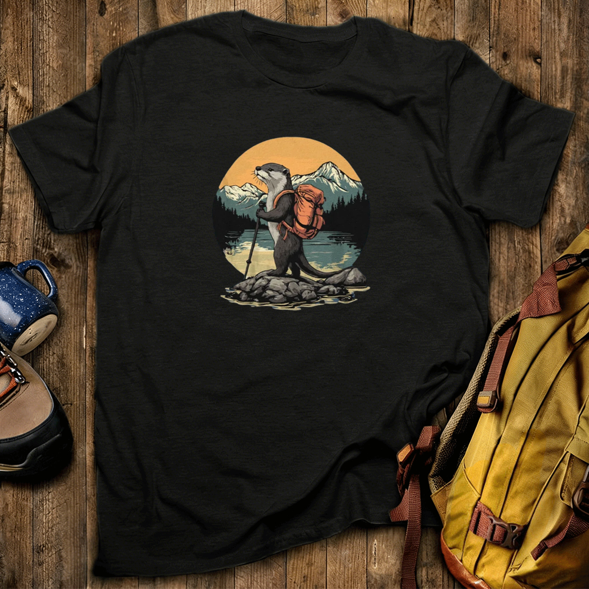 Otter On The River Backpacker T-Shirt