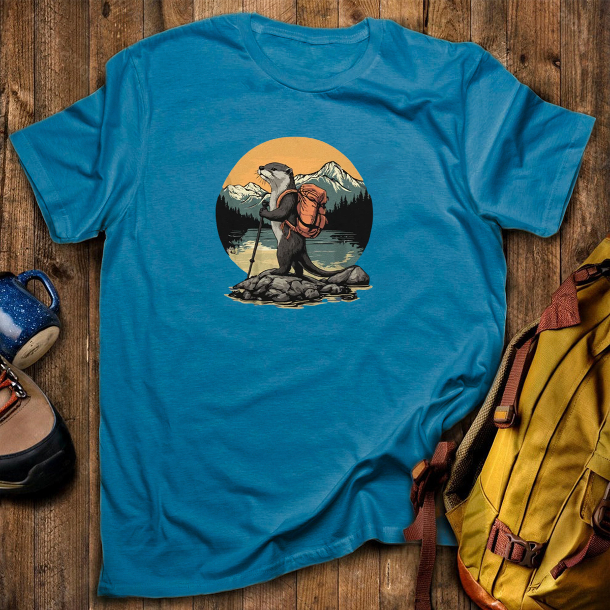 Otter On The River Backpacker T-Shirt