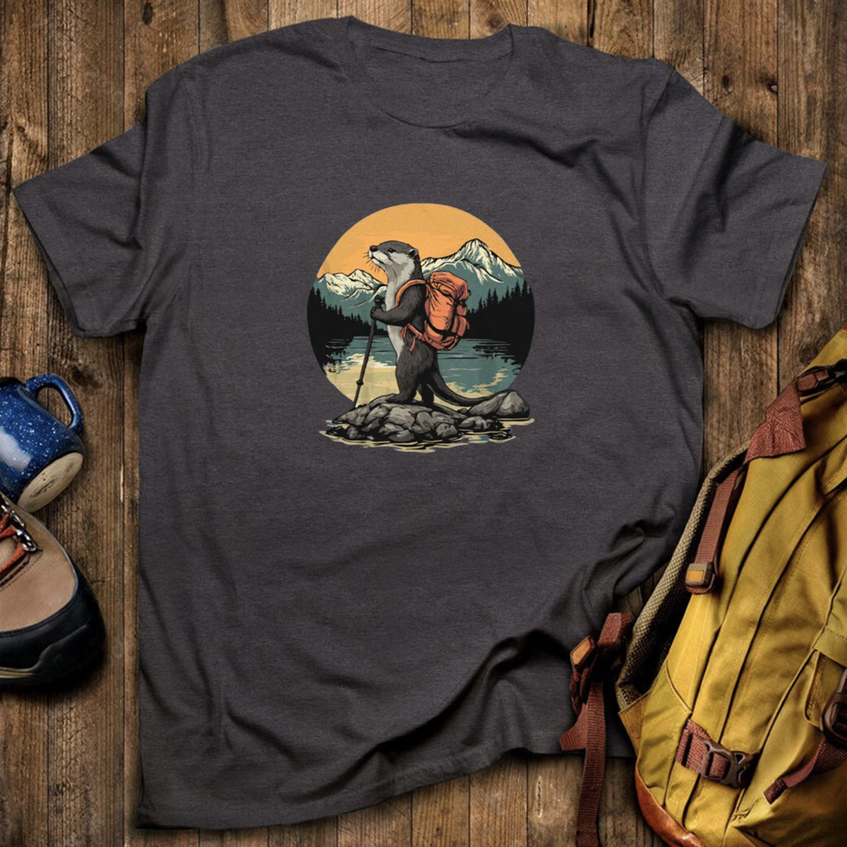 Otter On The River Backpacker T-Shirt