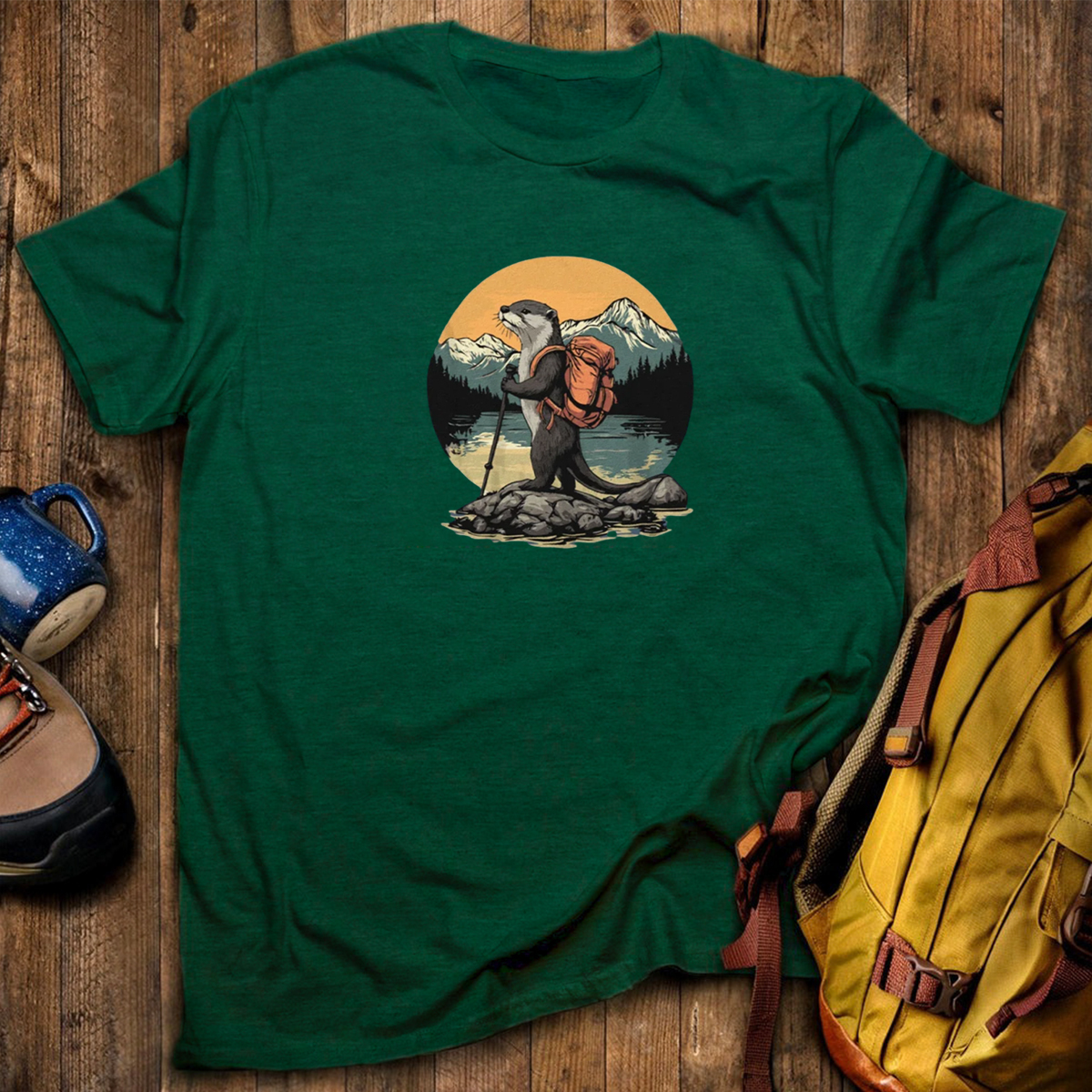 Otter On The River Backpacker T-Shirt