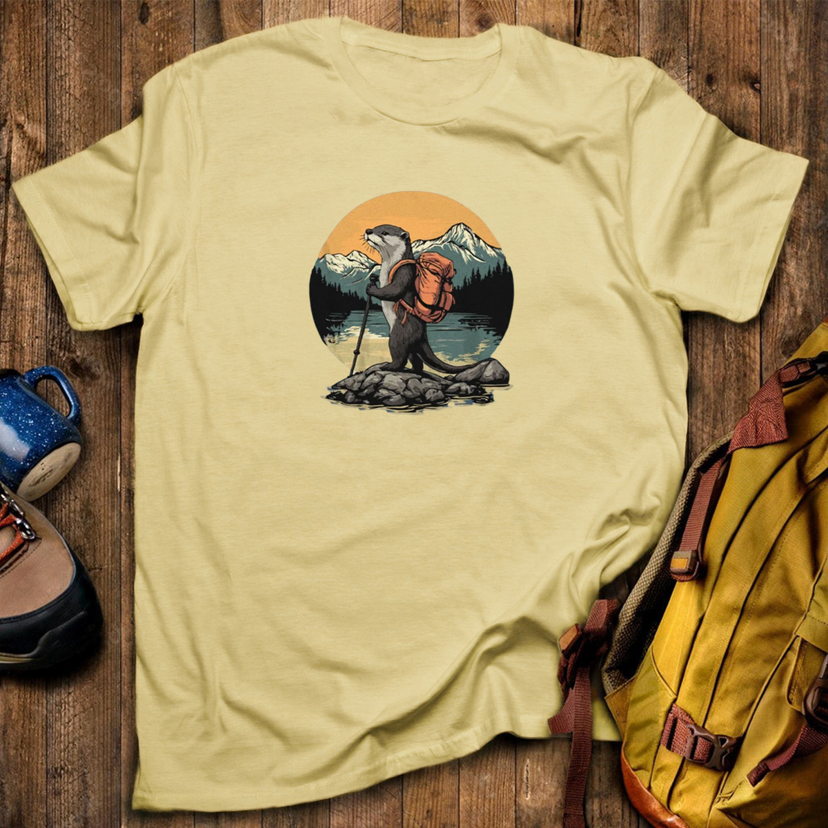 Otter On The River Backpacker T-Shirt