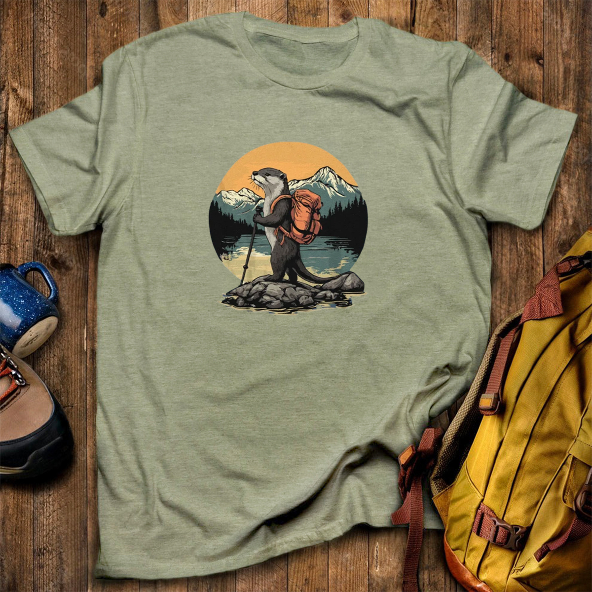 Otter On The River Backpacker T-Shirt