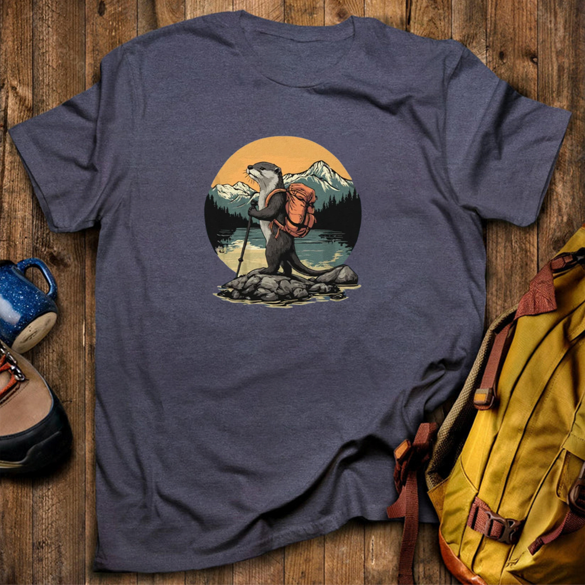 Otter On The River Backpacker T-Shirt