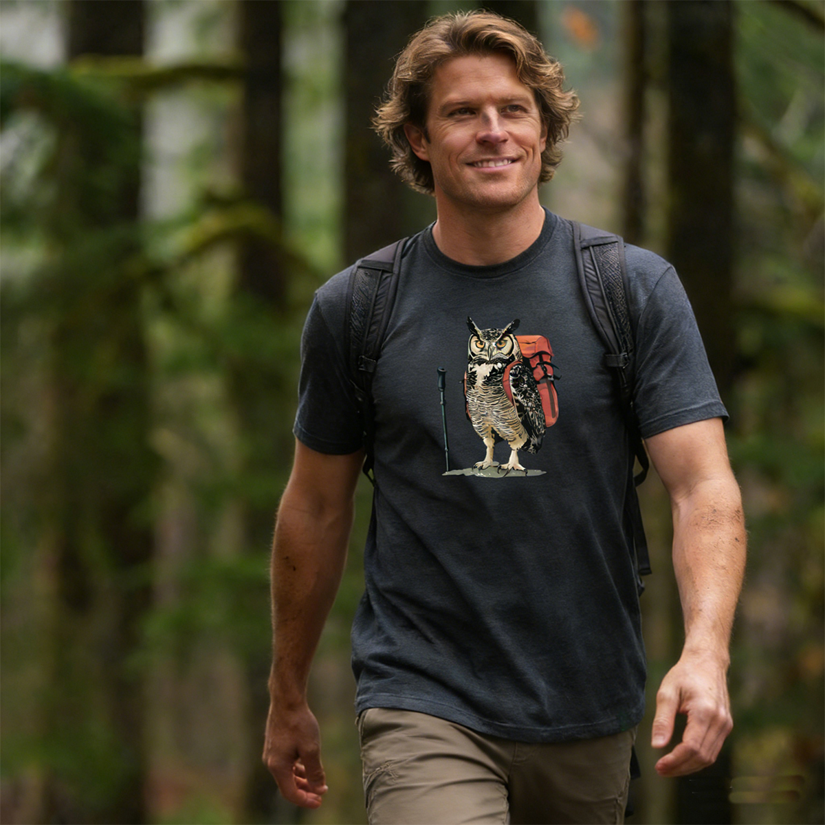 Great Horned Owl Backpacker T-Shirt